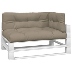 Taupe polyester pallet cushions set with 3 pieces for outdoor seating.