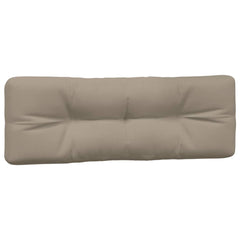 Taupe polyester pallet cushion set with three pieces for outdoor seating.