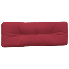 Wine red polyester pallet cushions set of three with soft filling for outdoor seating.