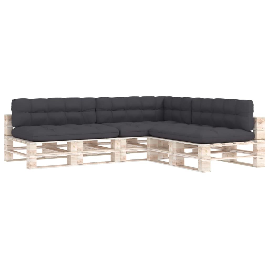 7-piece anthracite fabric cushions for pallet sofa, including seats, backs, and side.