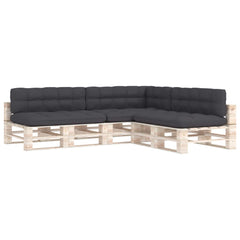 7-piece anthracite fabric cushions for pallet sofa, including seats, backs, and side.