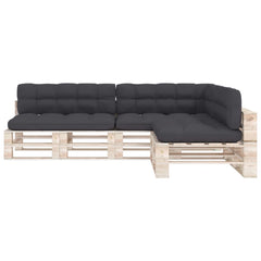 7-piece anthracite fabric cushions for a pallet sofa, including seats, backs, and side.
