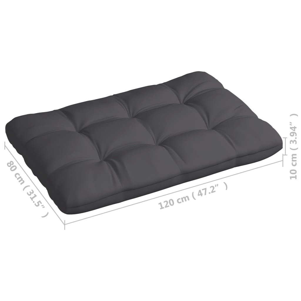 Anthracite fabric pallet sofa cushions set, 7 pieces, sized 120x80 cm.