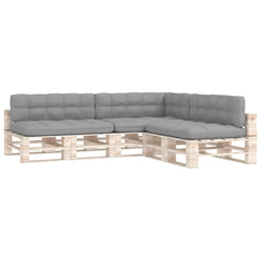 Gray 7-piece fabric cushion set for pallet sofa, including seat, back, and side cushions.