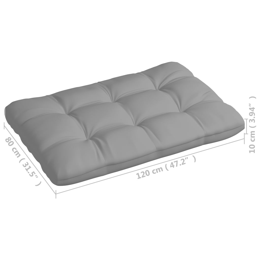 Gray 7-piece fabric pallet sofa cushion set with thick padding and tufted design