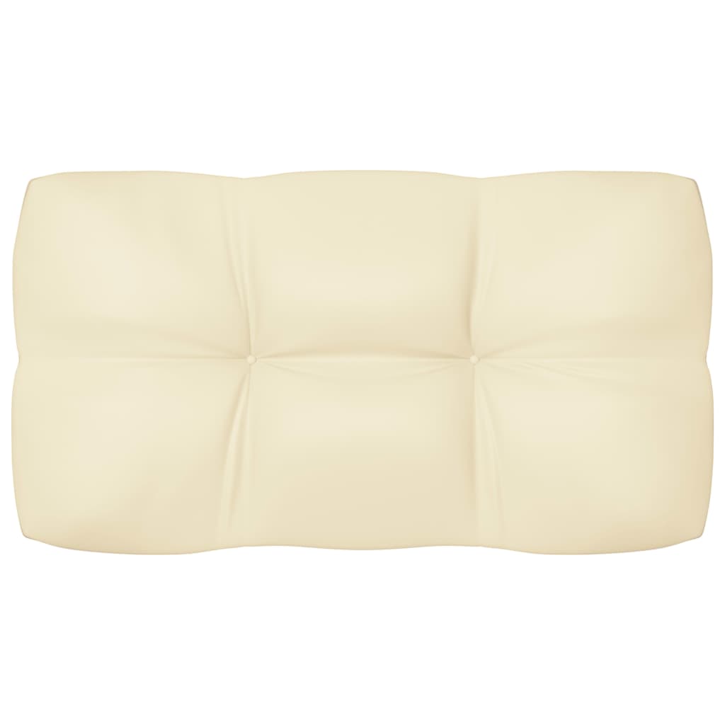 Set of seven cream fabric pallet sofa cushions with tufted design and thick padding