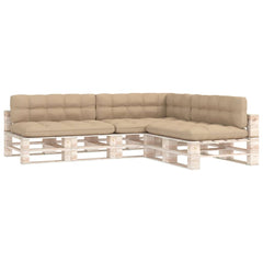 Beige fabric pallet sofa cushions set with 7 pieces for comfortable seating.