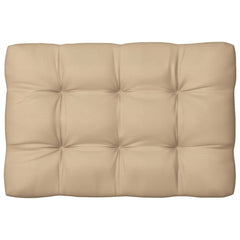 Beige fabric pallet sofa cushions set with 7 pieces in tufted design.
