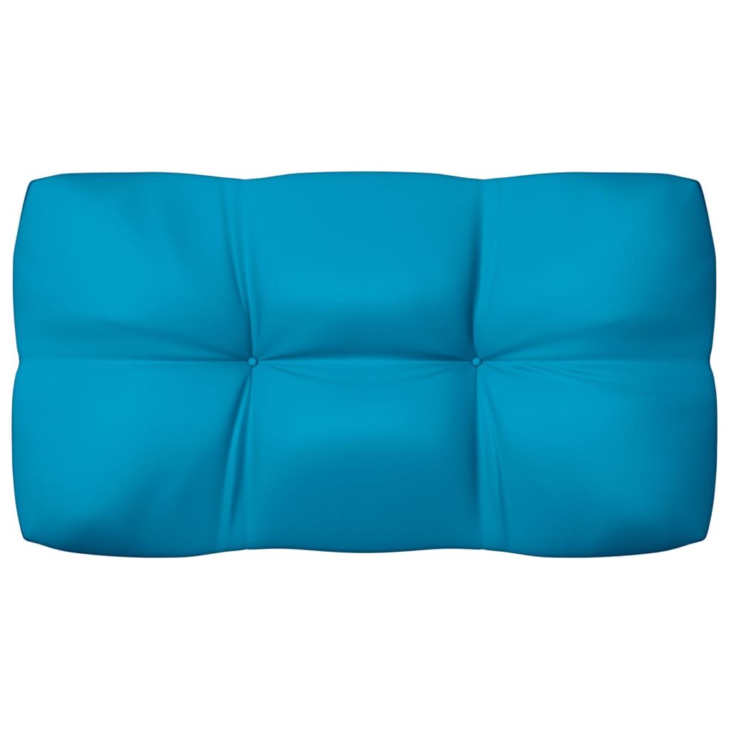 Blue fabric pallet sofa cushions set with 7 pieces in vibrant blue.