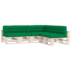 7-piece green fabric cushions for pallet sofa, water-repellent.
