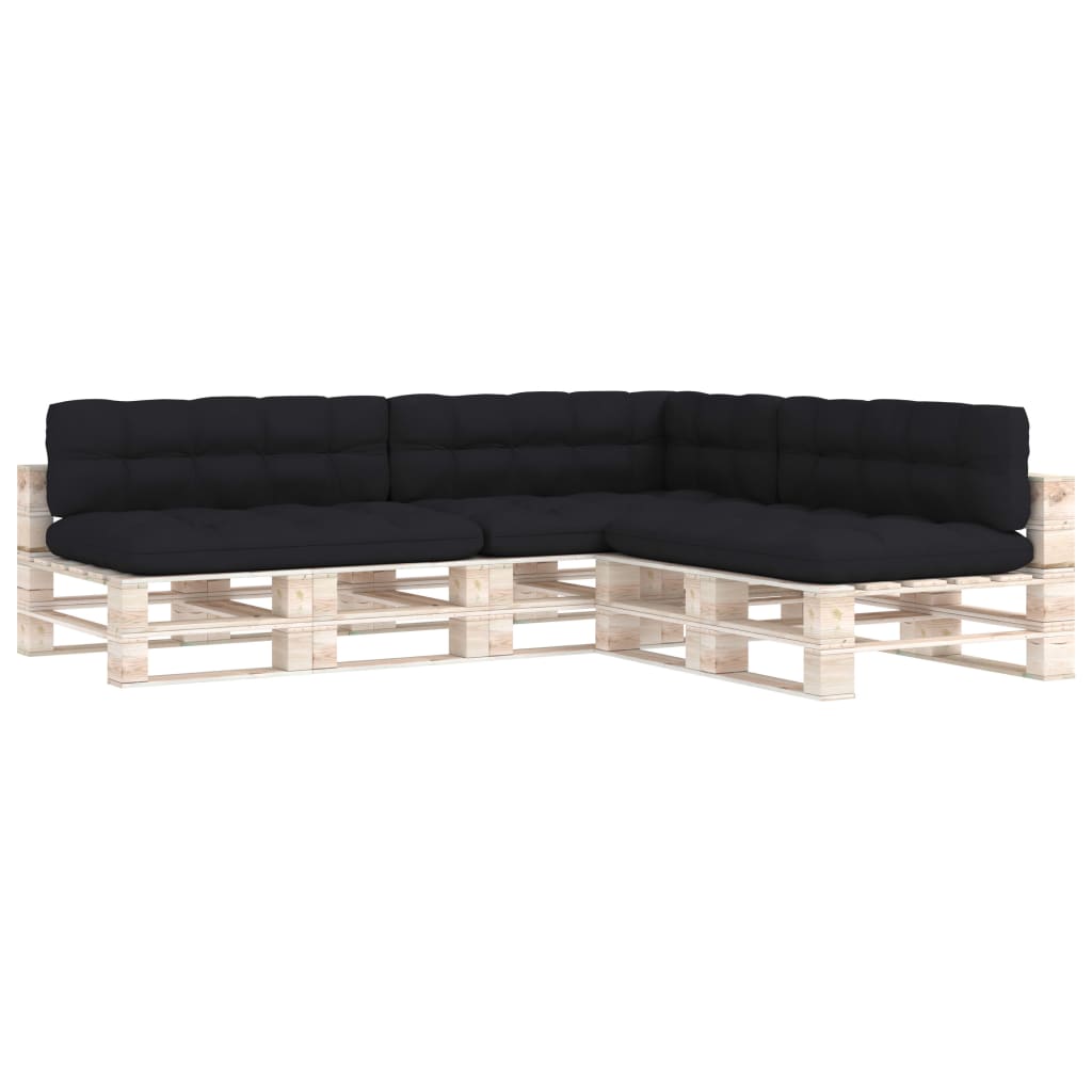 7-piece black fabric pallet sofa cushions, water-repellent.