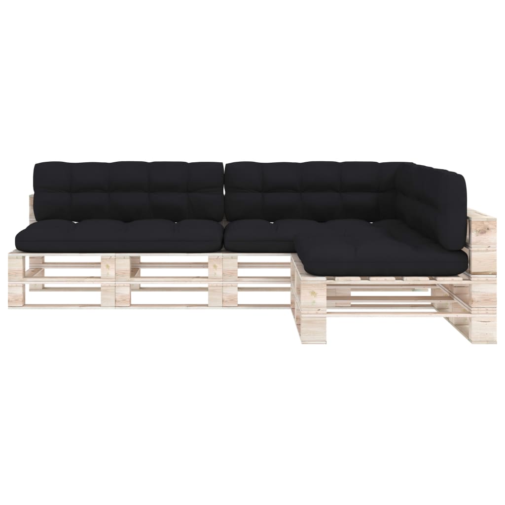 7-piece set of black water-repellent fabric cushions for pallet sofas.