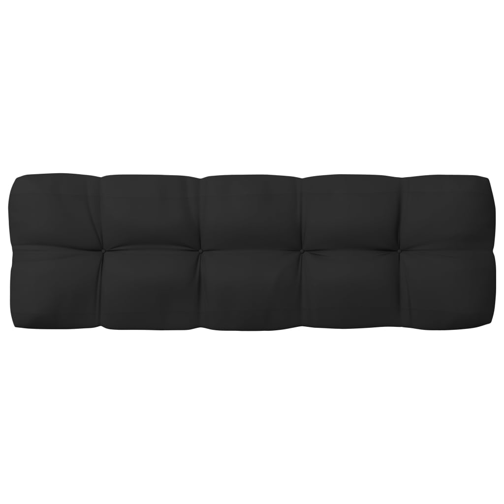A single black tufted cushion for a pallet sofa.