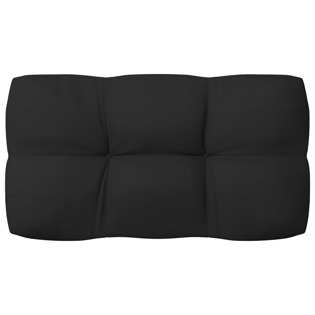 Black fabric pallet sofa cushions, water-repellent, in 7-piece set.