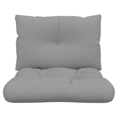 Gray pallet cushions set with water-resistant fabric, soft filling, and supportive design.
