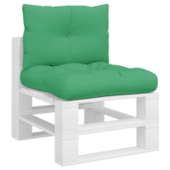 Two green polyester cushions for pallet chair seat and back.