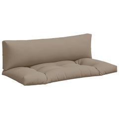 Taupe polyester pallet cushion set with two pieces for seat and back.