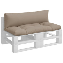 Taupe polyester pallet cushion set with two pieces for seat and back.