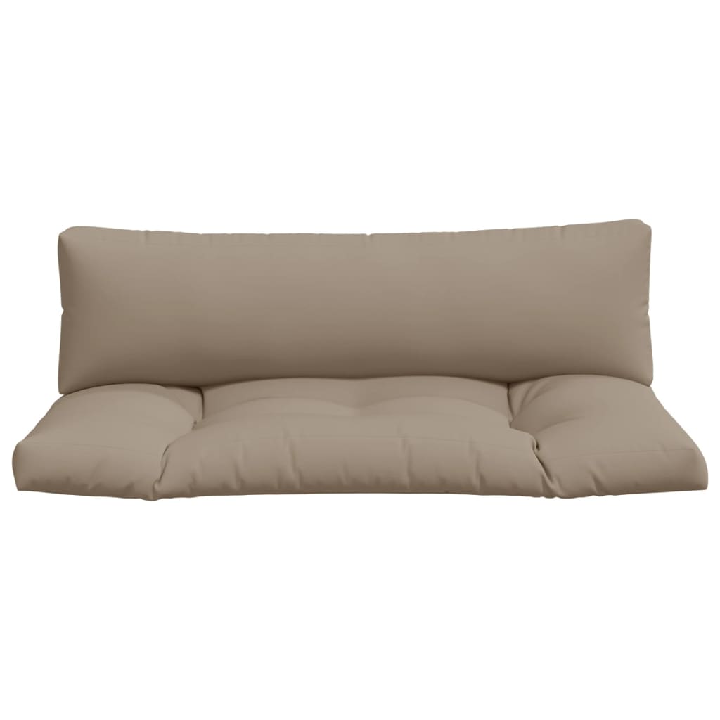 Taupe polyester pallet cushion set with two pieces for seat and back.