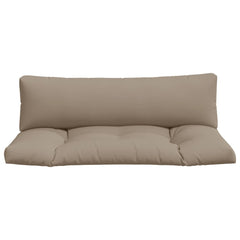Taupe polyester pallet cushion set with two pieces for seat and back.