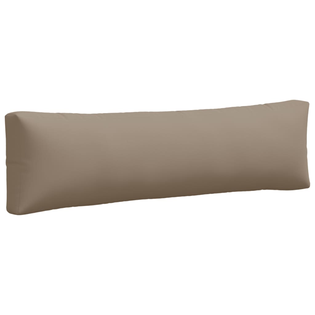 Two taupe polyester cushions for pallet furniture, one seat and one back.
