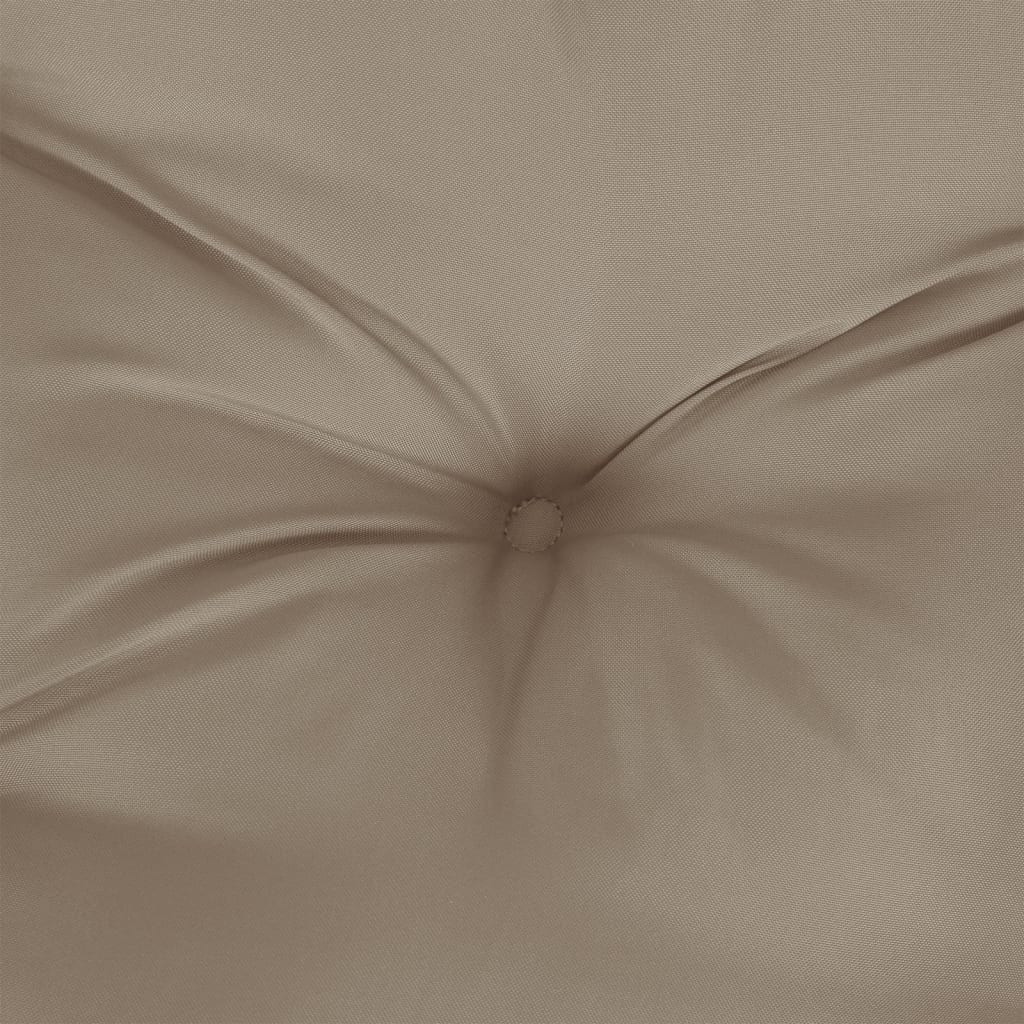 Two taupe polyester cushions for pallet furniture, with tufted design.