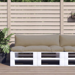Two taupe polyester cushions for pallet sofa, seat and back.