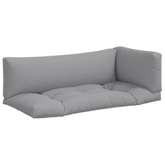 Gray polyester pallet cushion set of three: seat, back, and side.