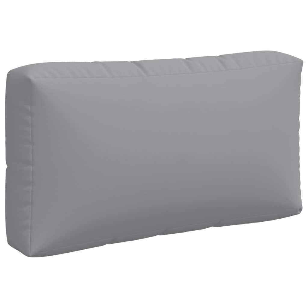 Set of three gray polyester cushions for pallet furniture, including seat, back, and side.