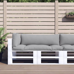 Set of three gray polyester cushions for pallet sofa, including seat, back, and side.