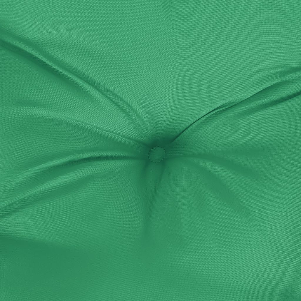 A set of three green polyester cushions for pallet furniture, including seat, back, and side pieces.