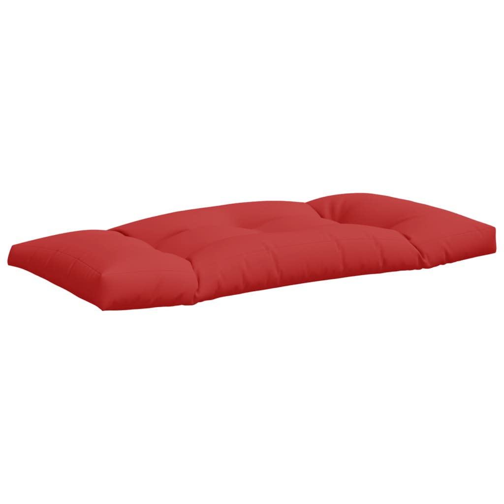 A set of three red polyester cushions for pallet furniture, including seat, back, and side pieces.