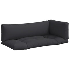 Black polyester pallet cushion set with three pieces: seat, back, and side.