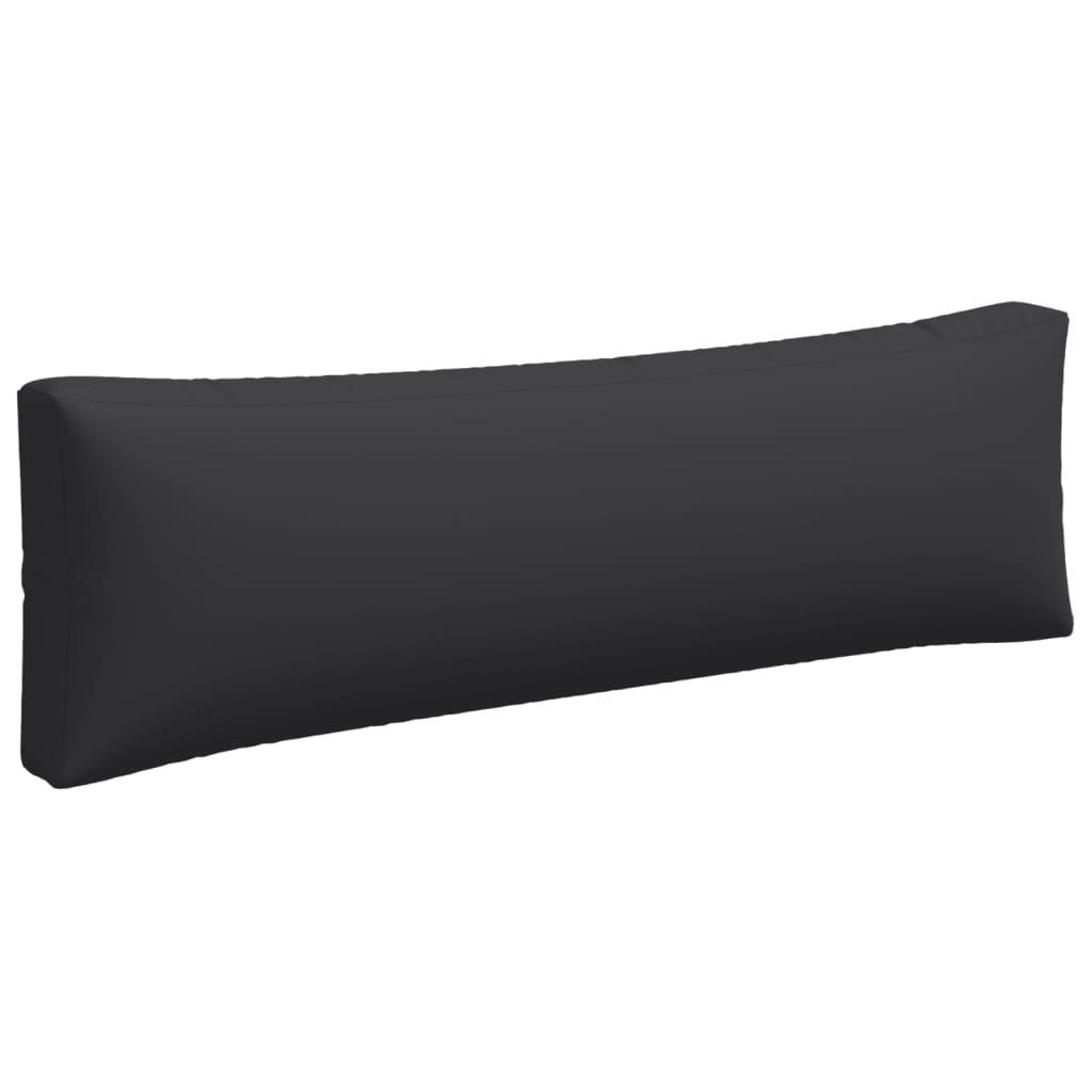 Black polyester pallet cushion set with three pieces for seat, back, and side.