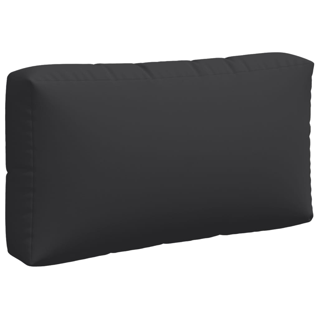 Black polyester pallet cushion set with three pieces: seat, back, and side.