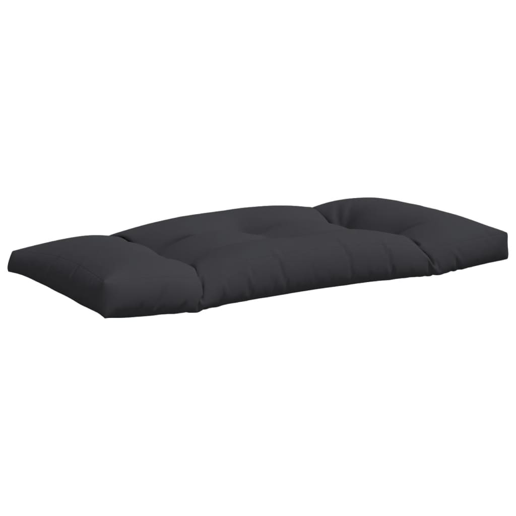 A set of three black polyester cushions for pallet furniture, including seat, back, and side pieces.
