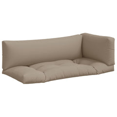 Taupe polyester pallet cushion set with three pieces: seat, back, and side.