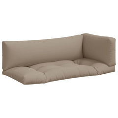 Taupe polyester pallet cushion set with three pieces: seat, back, and side.