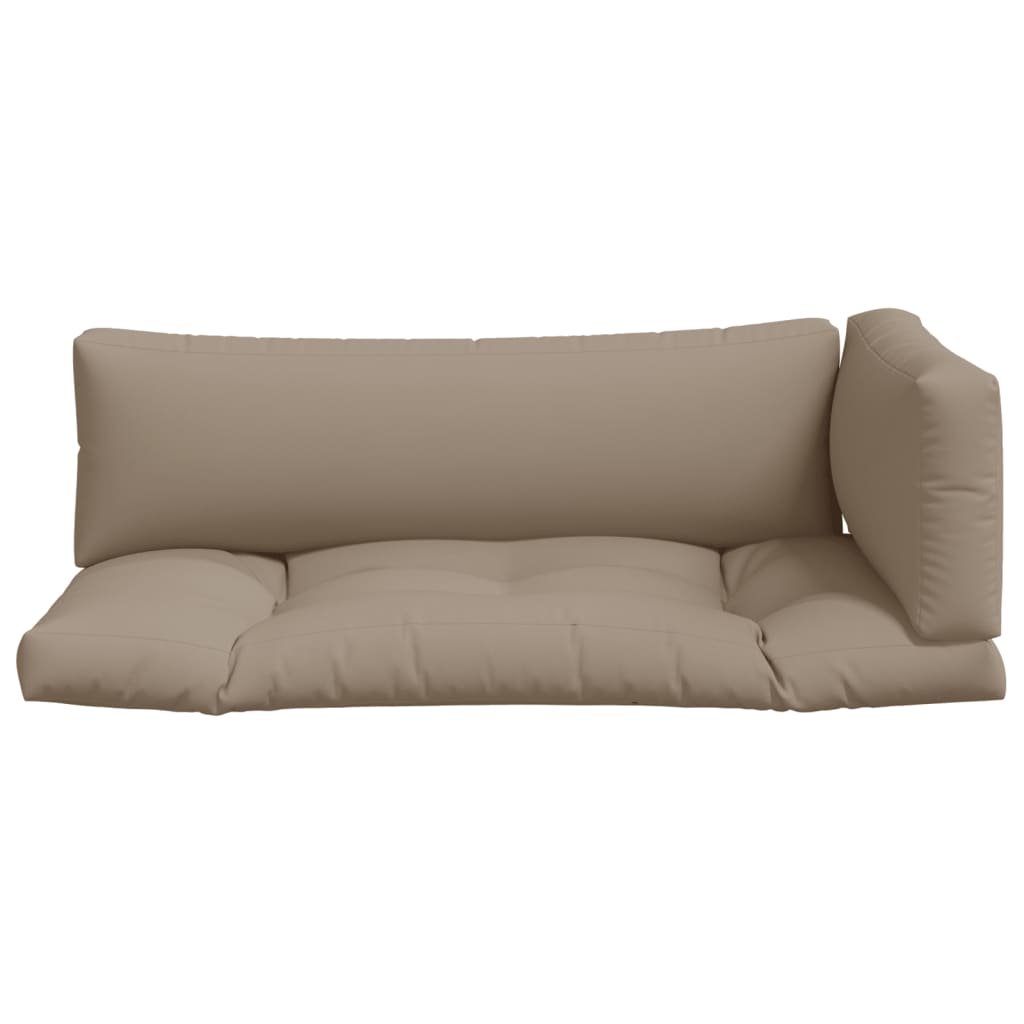 Taupe polyester pallet cushion set with three pieces: seat, back, and side.