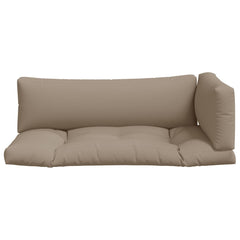 Taupe polyester pallet cushion set with three pieces: seat, back, and side.