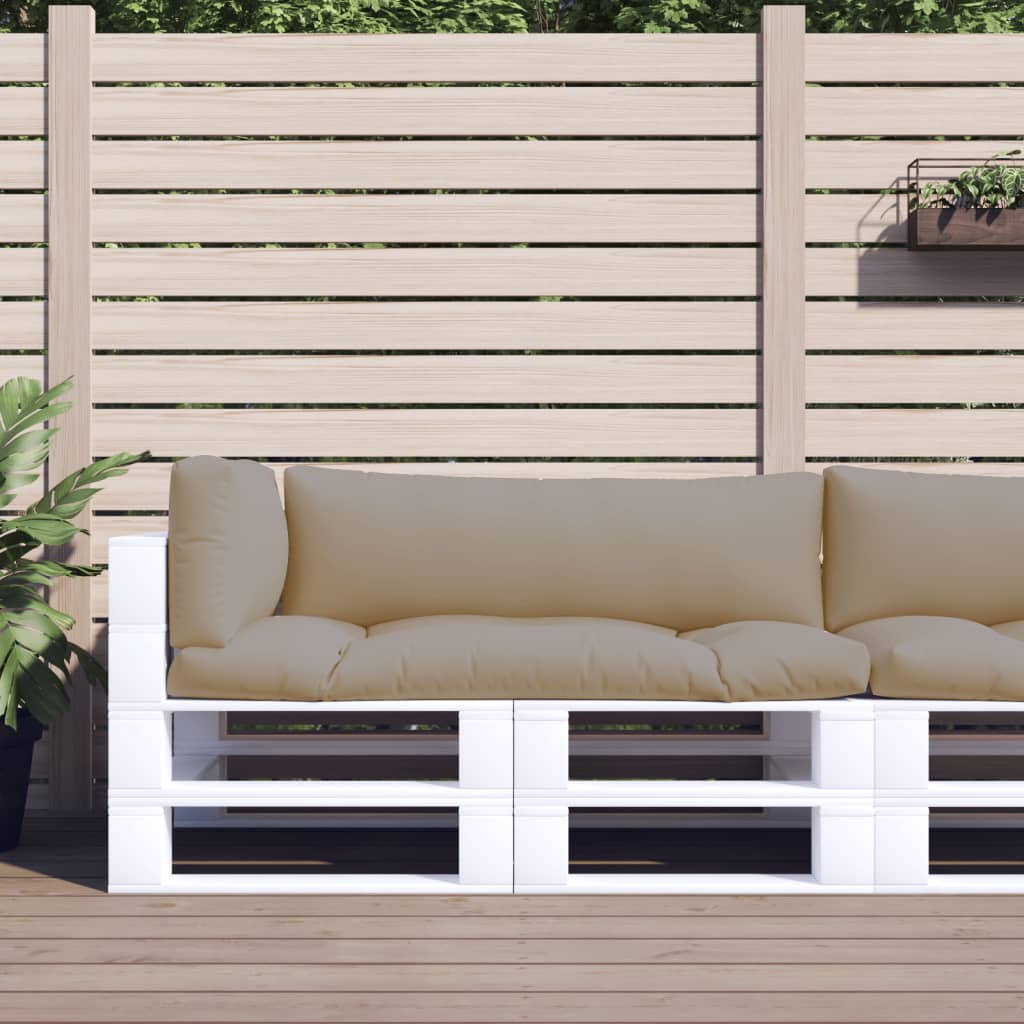 Taupe polyester pallet cushions set with three pieces: seat, back, and side.