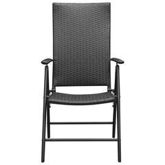 Garden Chair Set of 4 Black PE rattan, aluminum Medium Foldable