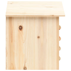 Wooden bat house made from solid firwood, measuring 11.8x7.9x15 inches with entry slots and slanted roof.