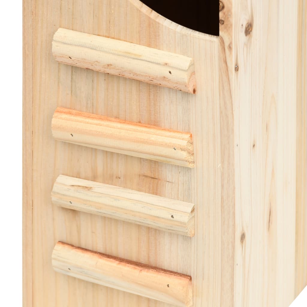 Wooden bat house made of solid firwood with grooved landing strips and entry slot.