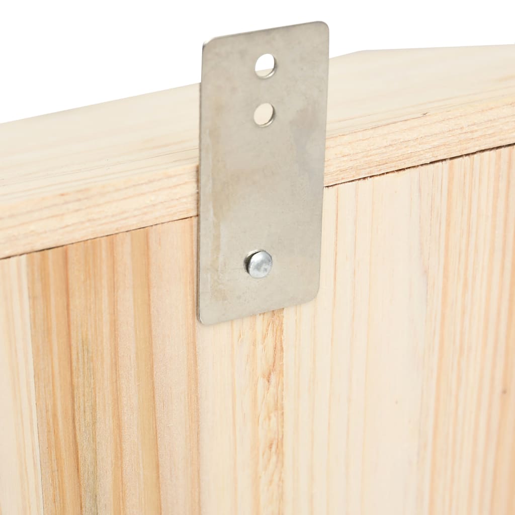 A wooden bat house made of solid firwood with a metal mounting hook, measuring 11.8x7.9x15 inches.