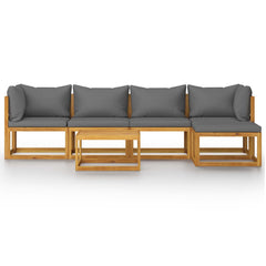 Garden Lounge Set Dark grey, Natural wood