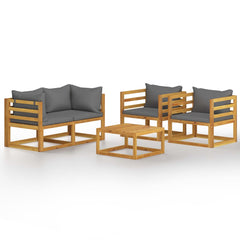 Garden Lounge Set Dark grey cushions, wood frame