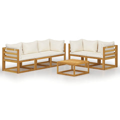Garden Lounge Set Cream Solid Acacia Wood Modular