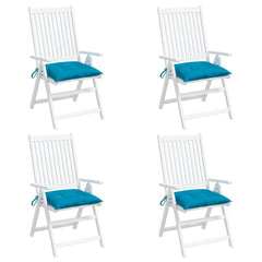 Four light blue Oxford fabric chair cushions, each 15.7x15.7x2.8 inches, with non-slip ropes.