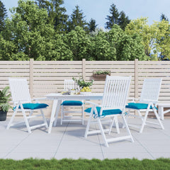 Four light blue Oxford fabric chair cushions, each 15.7x15.7x2.8 inches, with non-slip ropes.